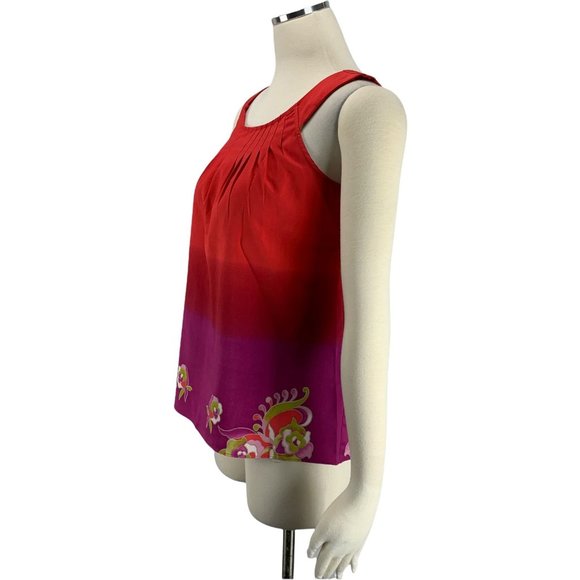 Anthropologie Eci 4 Blouse Red Ombre Sleeveless Floral Anthro - Picture 2 of 6